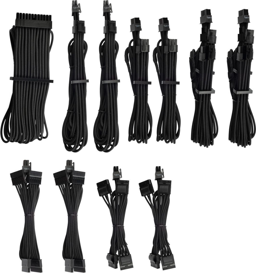 CORSAIR Premium Individually Sleeved DC Cable Pro Kit Type 4 Generation 4 BLACK
